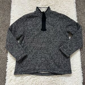 Orvis Grey Quarter-Zip Fleece Lined Pullover Sweater Size Large